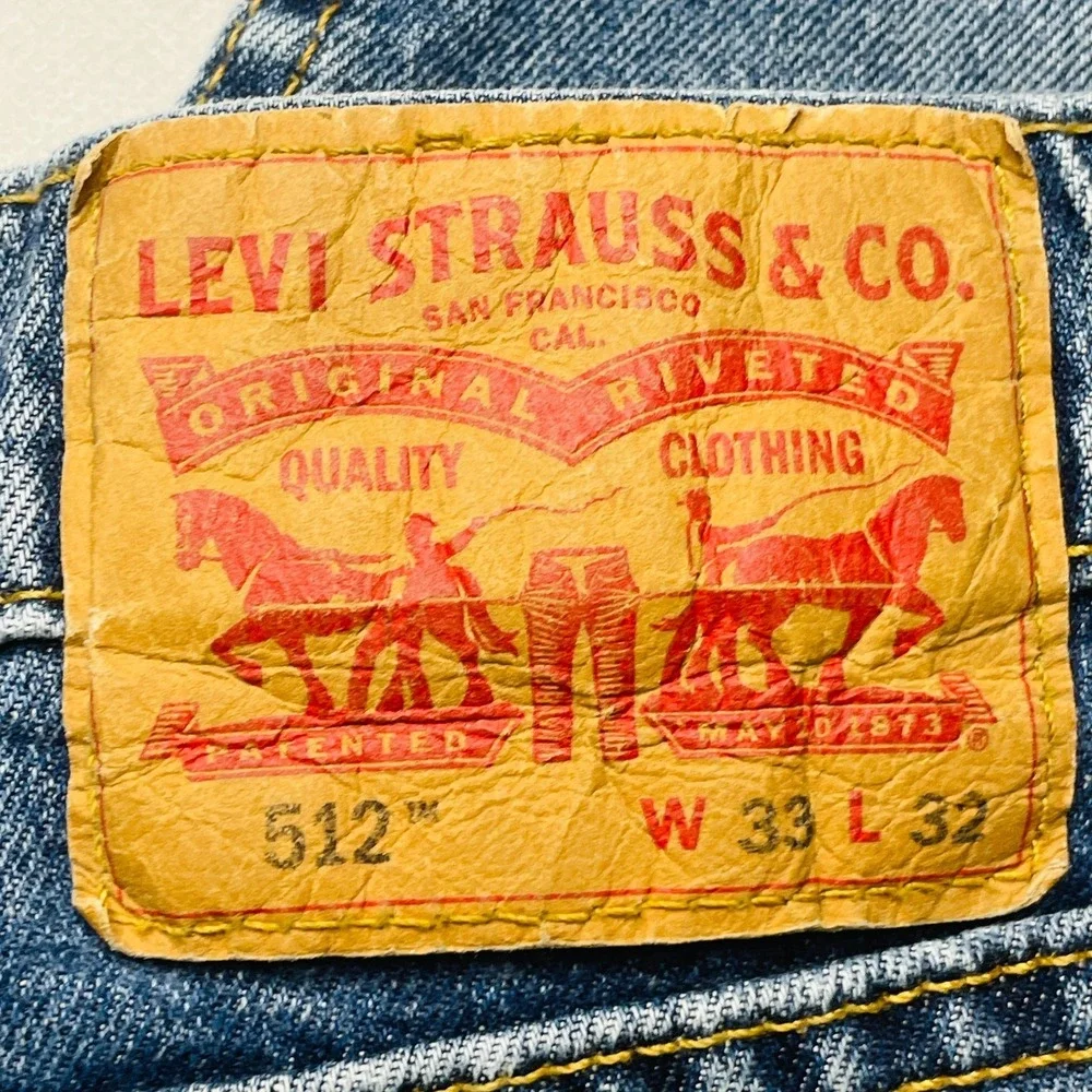 Levi's 512 Slim Taper Jeans Men 33x32 Light Wash Distressed Stretch